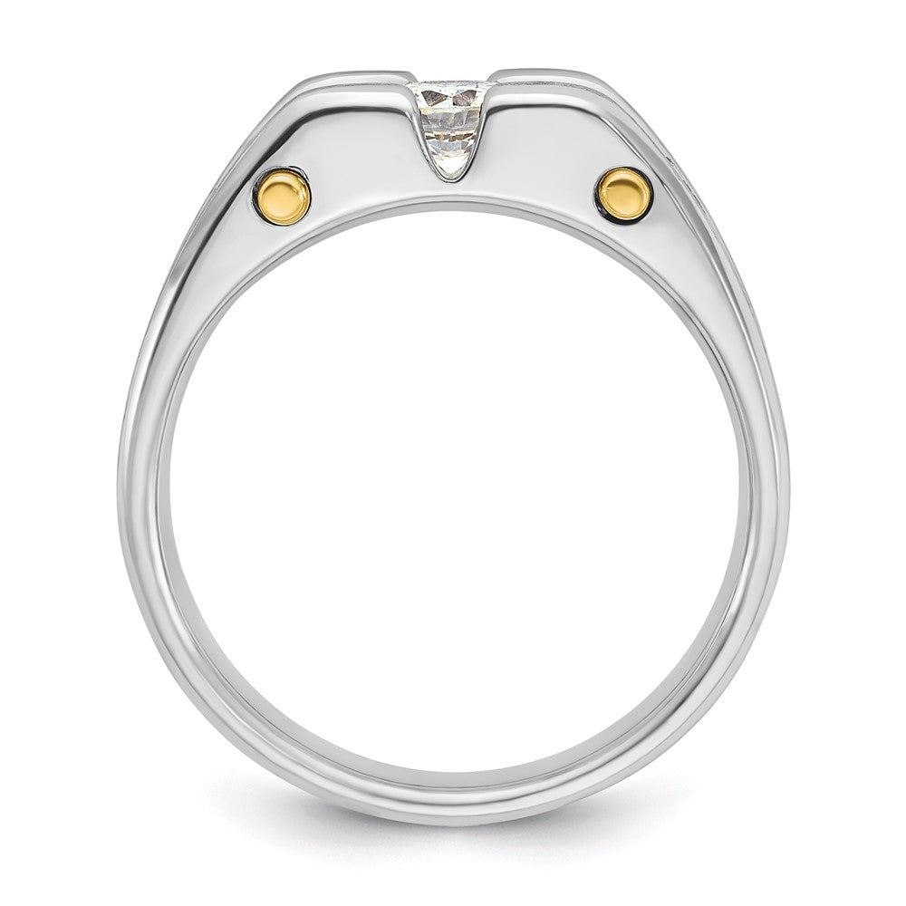 IBGoodman 14k Two-tone 3/4 carat Lab Grown Diamond VS/SI+ G+ Three Stone Complete Polished and Cut Out Men's Ring