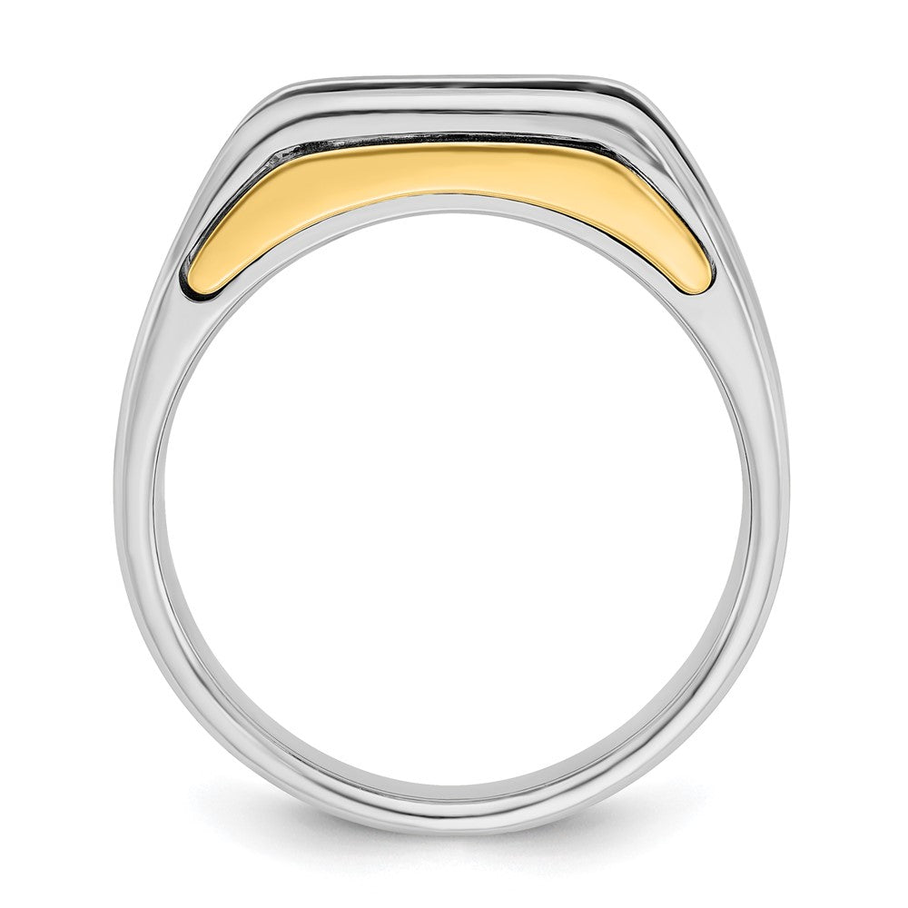 IBGoodman 14k Two-tone 1 carat Lab Grown Diamond VS/SI+ G+ Three Stone Complete Men's Ring