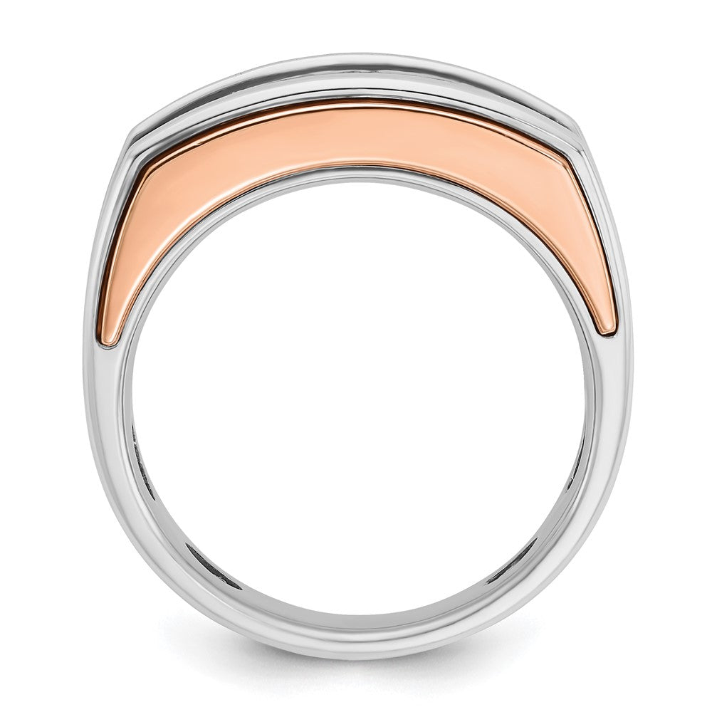 IBGoodman 14k Two Tone Rose and White Gold 1 carat Lab Grown Diamond VS/SI+ G+ Complete Five Stone Cut Out Men's Ring