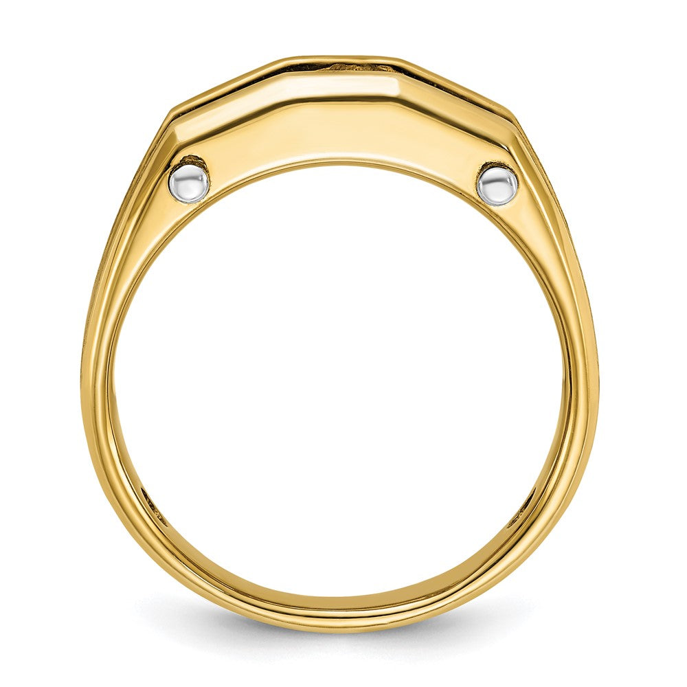 IBGoodman 14k Two-tone 1/2 carat Lab Grown Diamond VS/SI+ G+ Five Stone Complete Polished and Satin Men's Ring