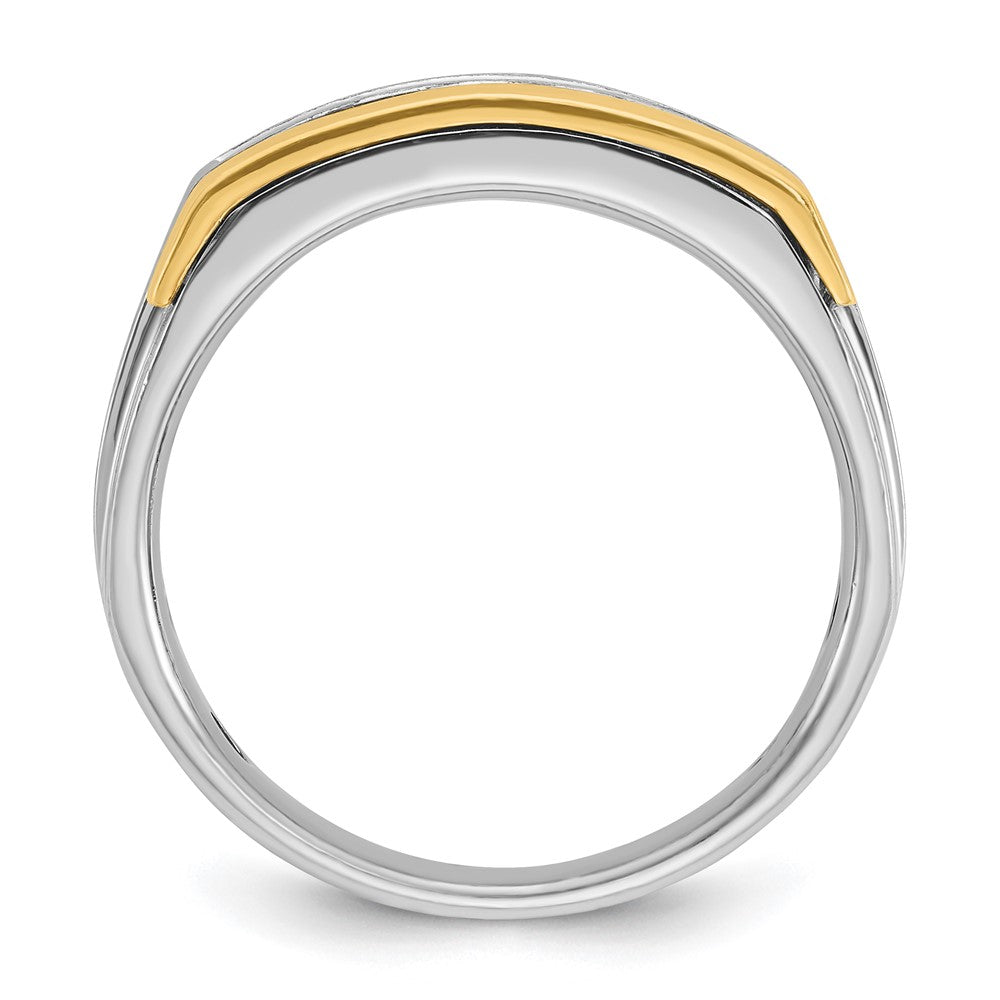 IBGoodman 14k Two-tone 1 carat Lab Grown Diamond VS/SI+ G+ Complete Polished and Satin Men's Ring