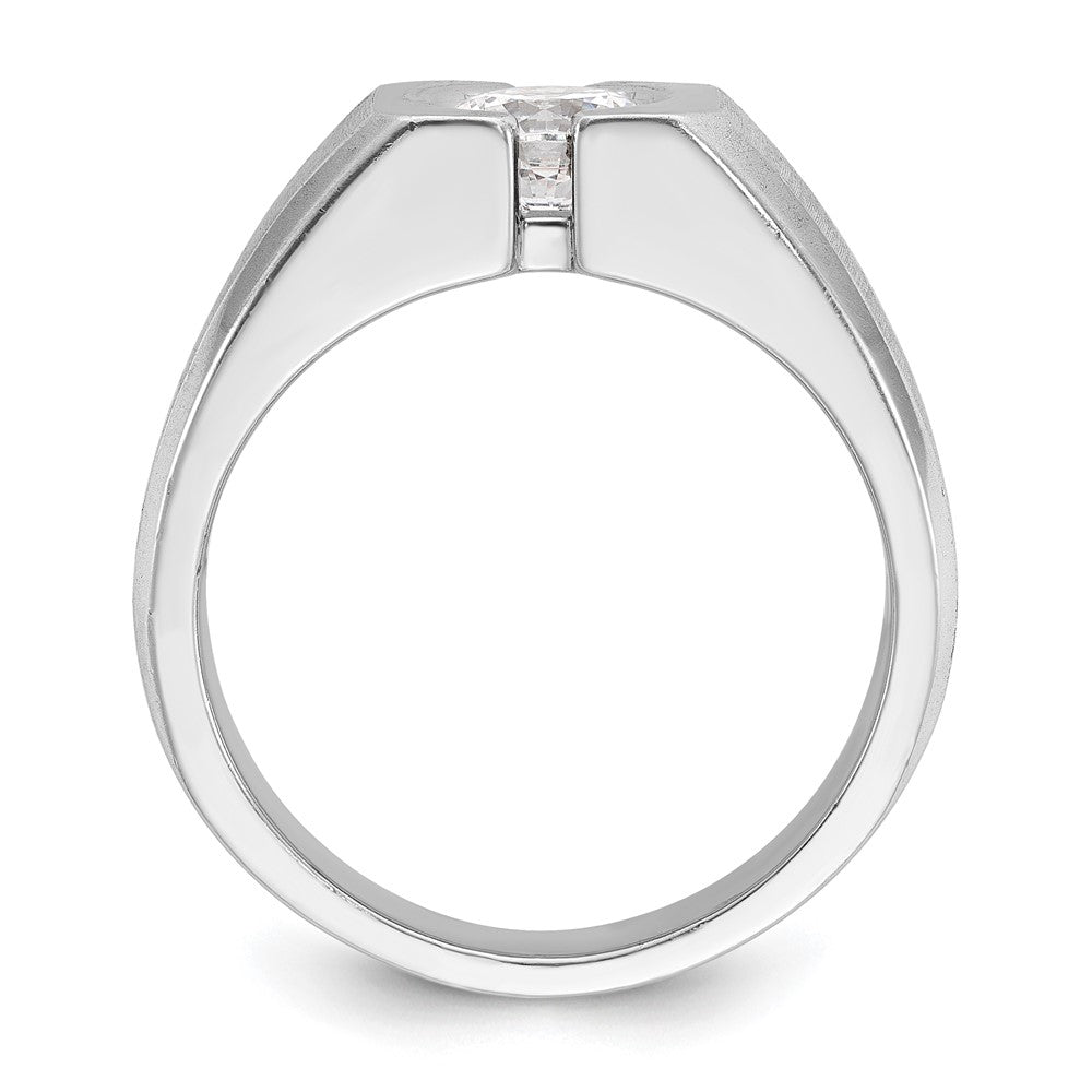 IBGoodman 14k White Gold 1 carat Lab Grown Diamond VS/SI+ G+ Complete Polished and Satin Men's Ring