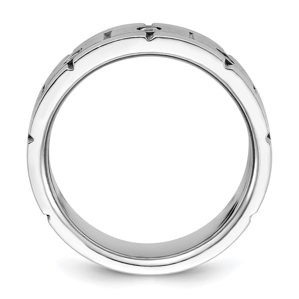 IBGoodman 14k White Gold 1/6 carat Lab Grown Diamond VS/SI+ G+ Complete Three Stone Polished Satin and Grooved Men's Ring