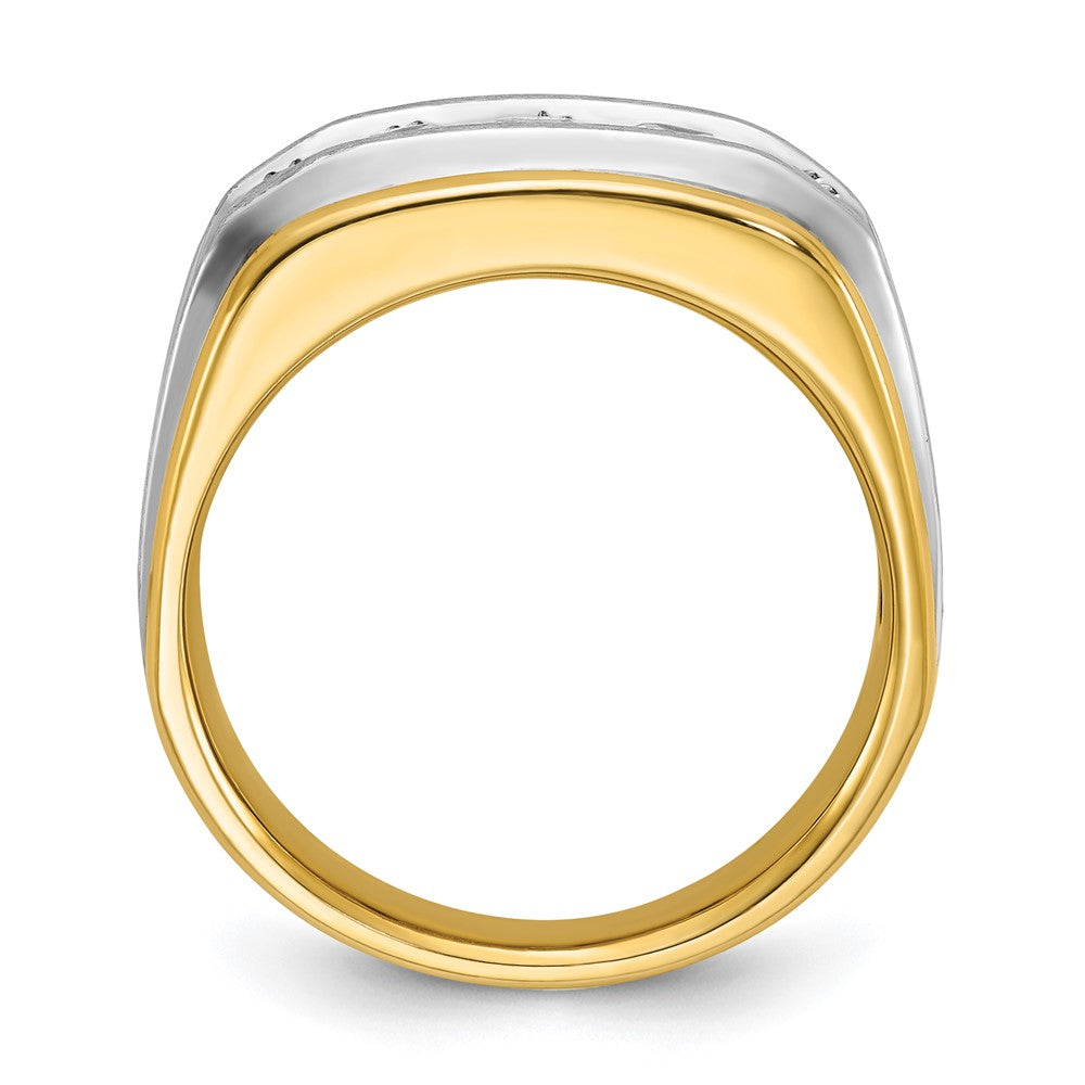 IBGoodman 14k Two-tone 1 carat Lab Grown Diamond VS/SI+ G+ Five Stone Complete Polished and Satin Men's Ring