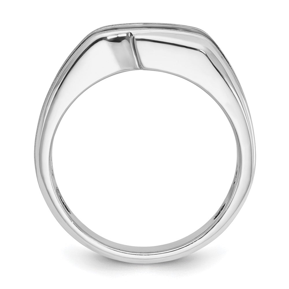IBGoodman 14k White Gold with Black Rhodium 1/2 carat Lab Grown Diamond VS/SI+ G+ Complete Polished Satin and Grooved Men's Ring