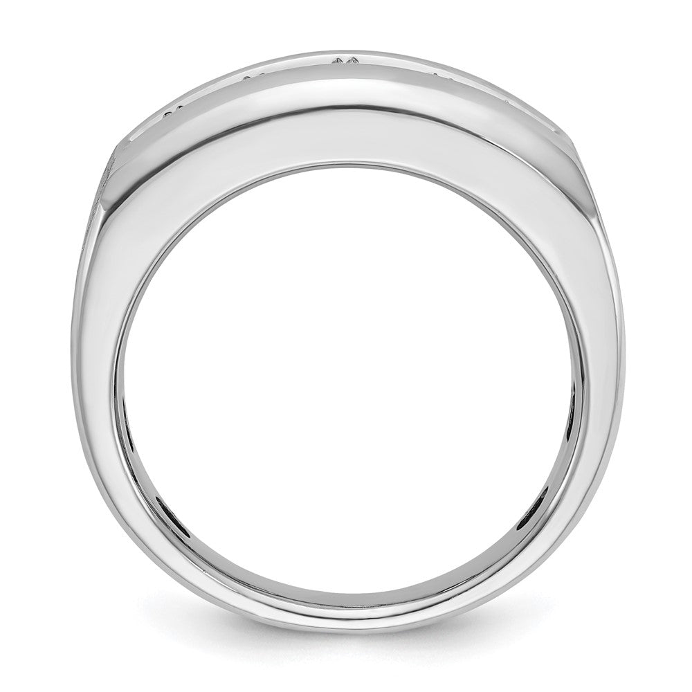 IBGoodman 14k White Gold 1 carat Lab Grown Diamond VS/SI+ G+ Five Stone Complete Polished and Satin Men's Ring