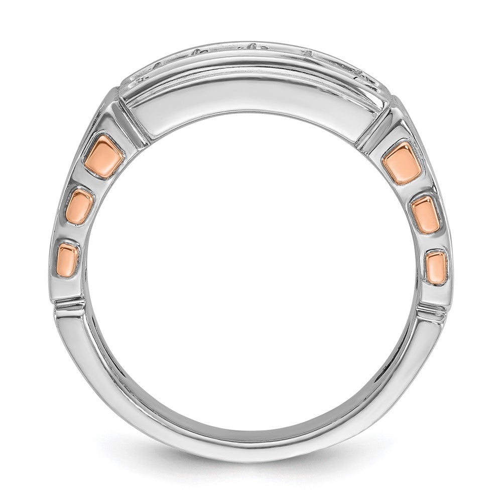 IBGoodman 14k Two Tone Rose and White Gold 1 carat Lab Grown Diamond VS/SI+ G+ Complete Two-Row Cut-Out Men's Ring