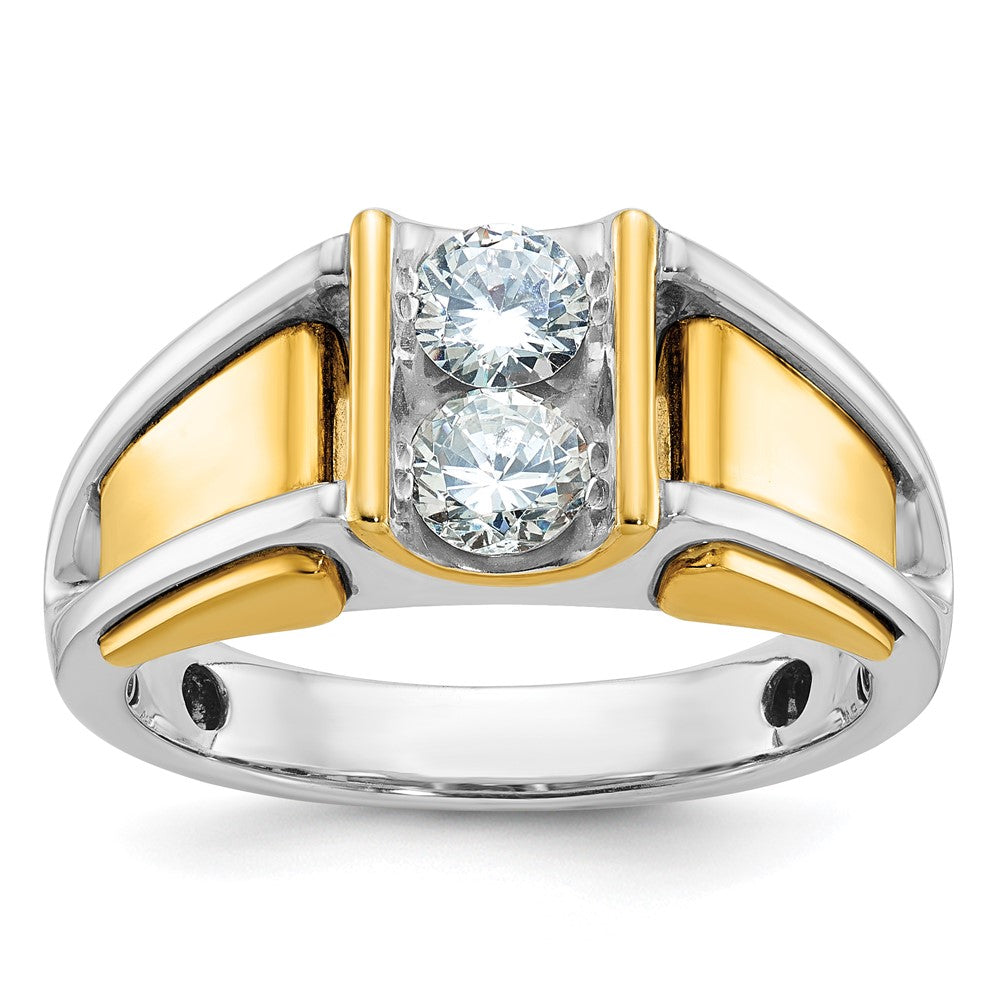 IBGoodman 14k Two-Tone 3/4 carat Lab Grown Diamond VS/SI+ G+ Complete Men's Ring