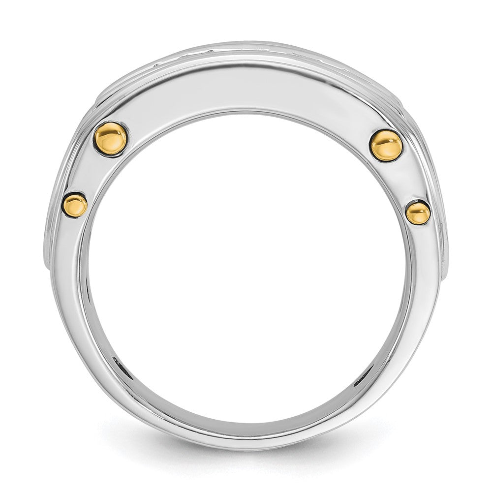 IBGoodman 14k Two-tone 1 carat Lab Grown Diamond VS/SI+ G+ Five Stone Complete Polished and Cut Out Men's Ring
