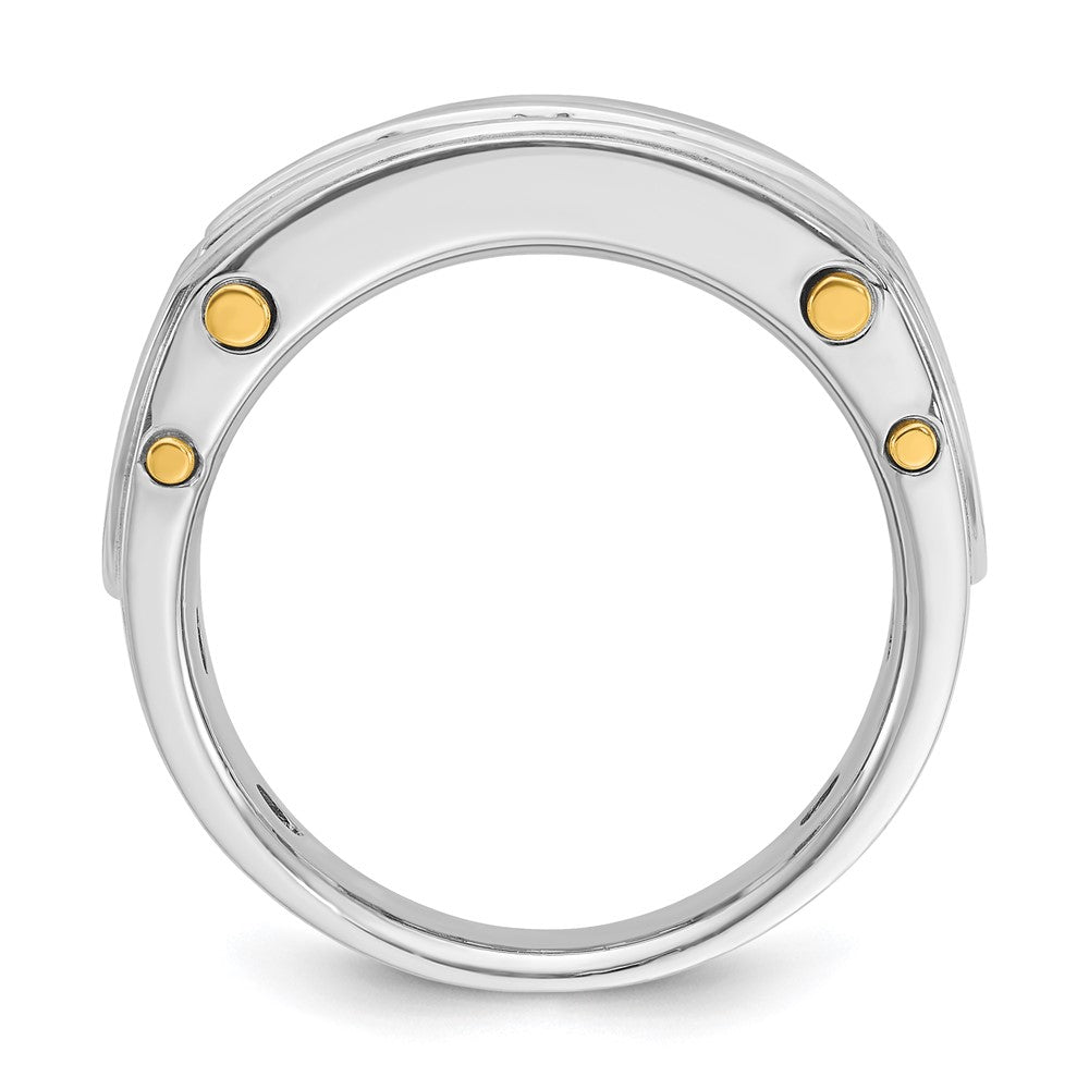 IBGoodman 14k Two-tone 1 carat Lab Grown Diamond VS/SI+ G+ Five Stone Complete Polished and Cut Out Men's Ring