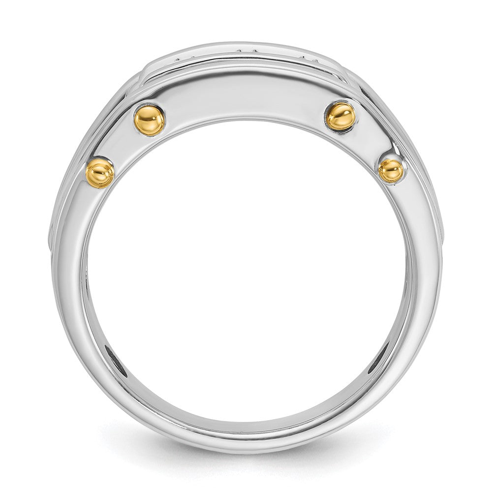 IBGoodman 14k Two-tone 1/2 carat Lab Grown Diamond VS/SI+ G+ Three Stone Complete Polished and Cut Out Men's Ring