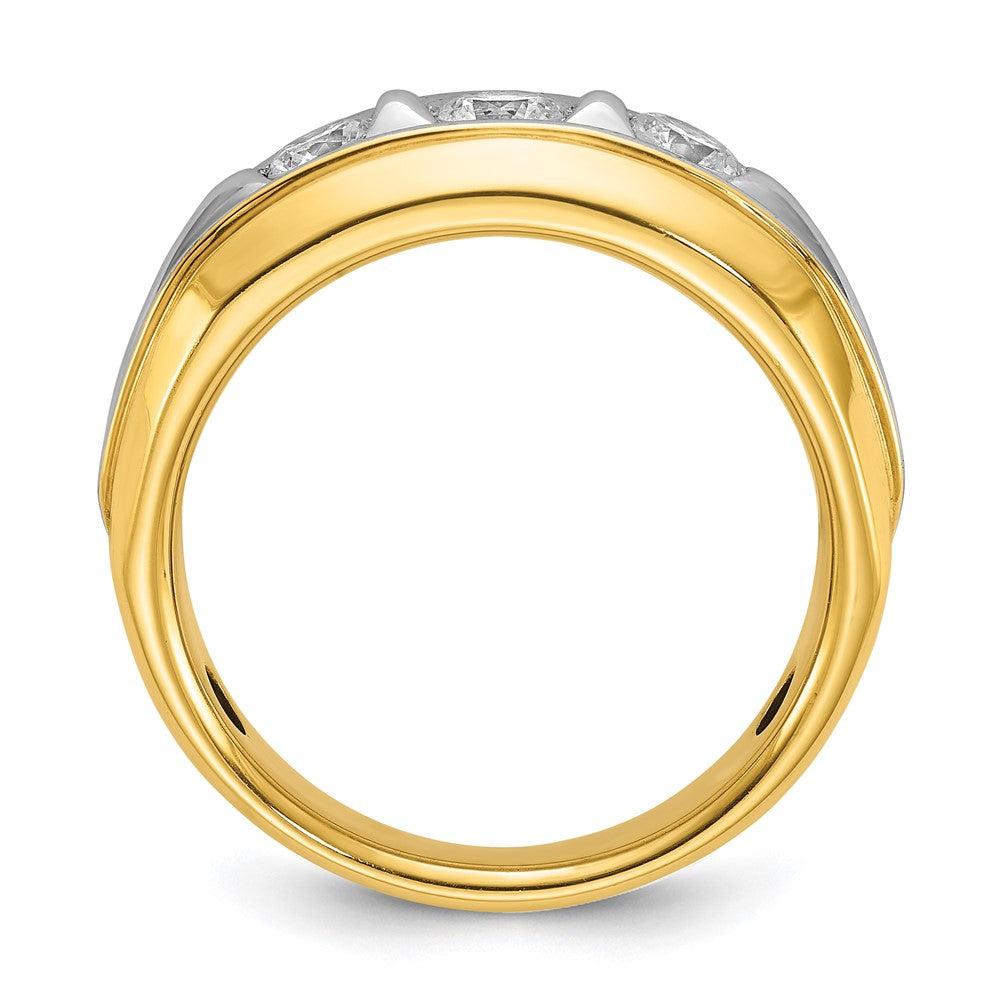 IBGoodman 14k Two-tone 3/4 carat Lab Grown Diamond VS/SI+ G+ Three Stone Complete Men's Ring