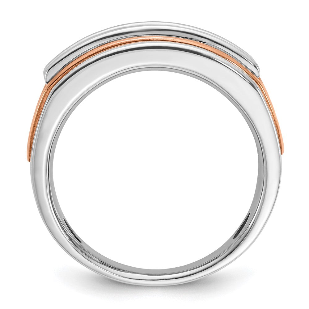 IBGoodman 14k Two Tone Rose and White Gold 1 1/2 carat Lab Grown Diamond VS/SI+ G+ Complete Five Stone Cut Out Men's Ring