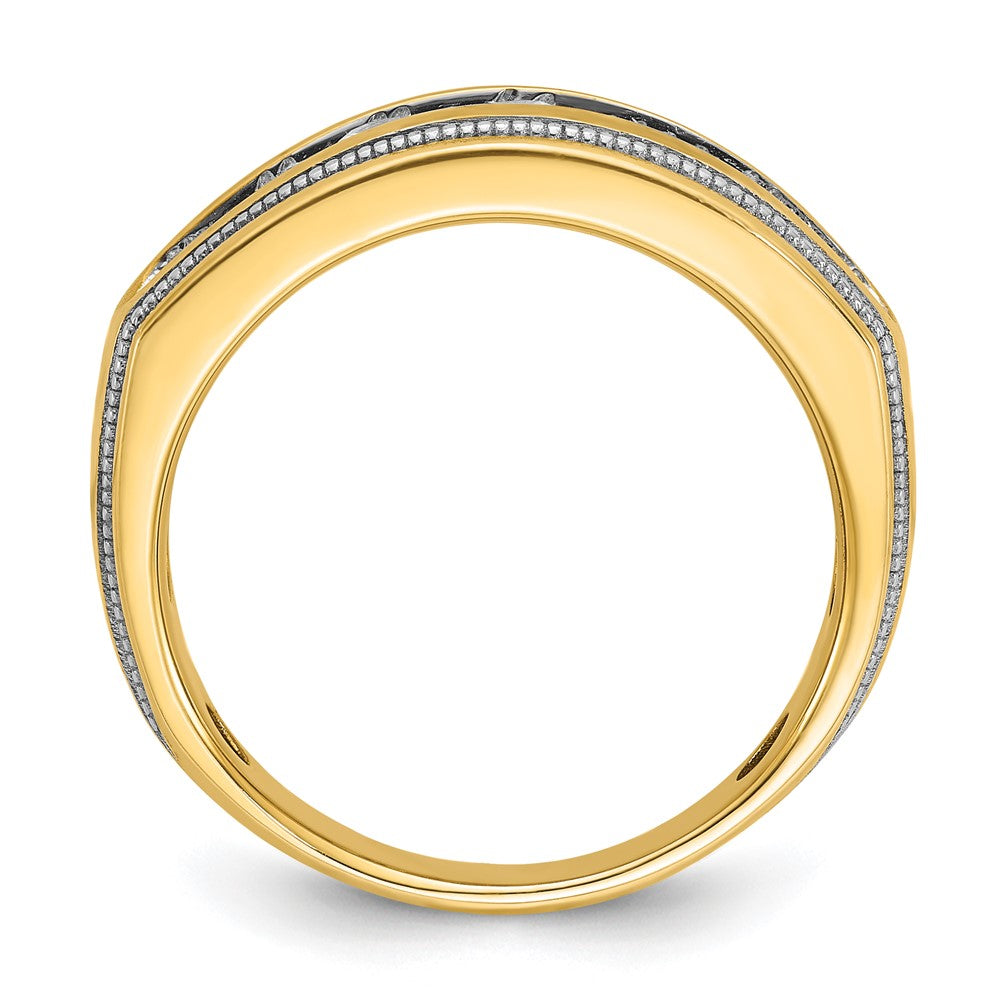 IBGoodman 14k with White Rhodium 1 1/5 carat Lab Grown Diamond VS/SI+ G+ Complete Polished and Milgrain Men's Ring