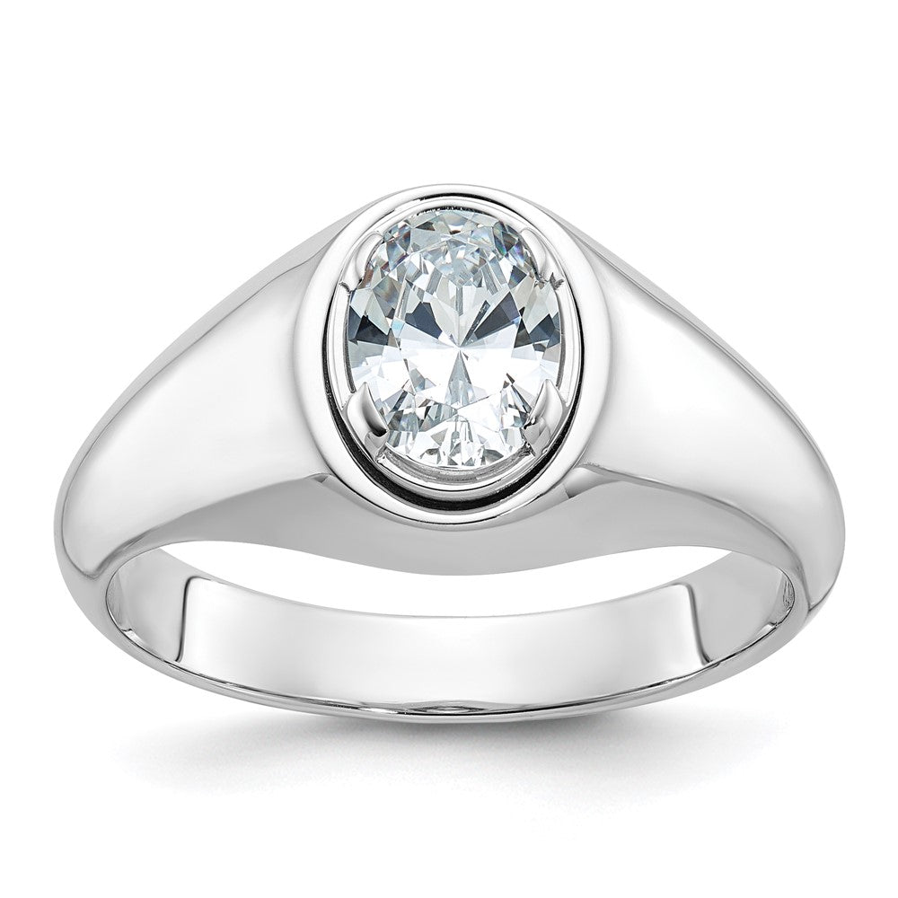 14k White Gold IBGoodman Men's Oval Complete Lab Grown VS/SI FGH Dia Ring
