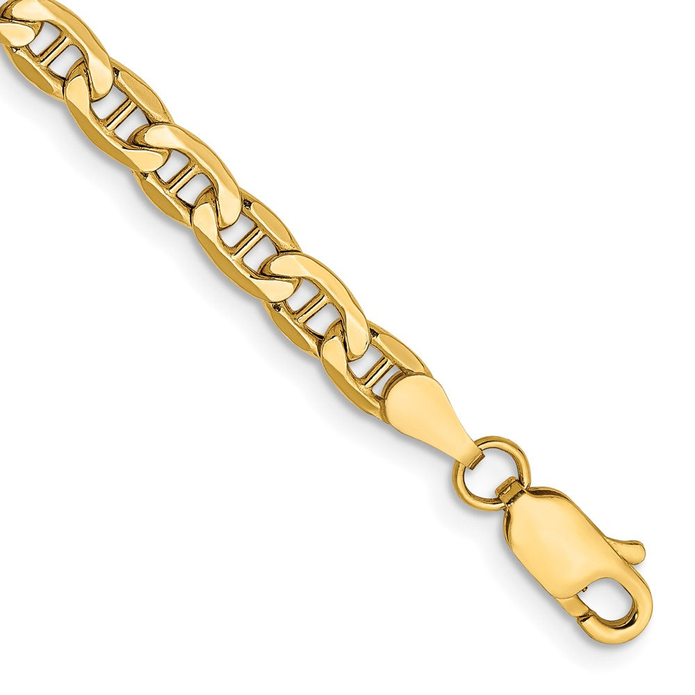 14K Semi-Solid Anchor with Lobster Clasp Bracelet