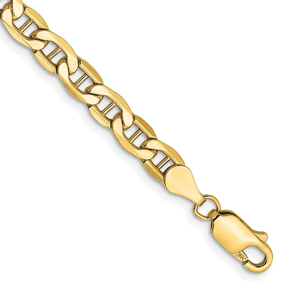 14K Semi-Solid Anchor with Lobster Clasp Bracelet