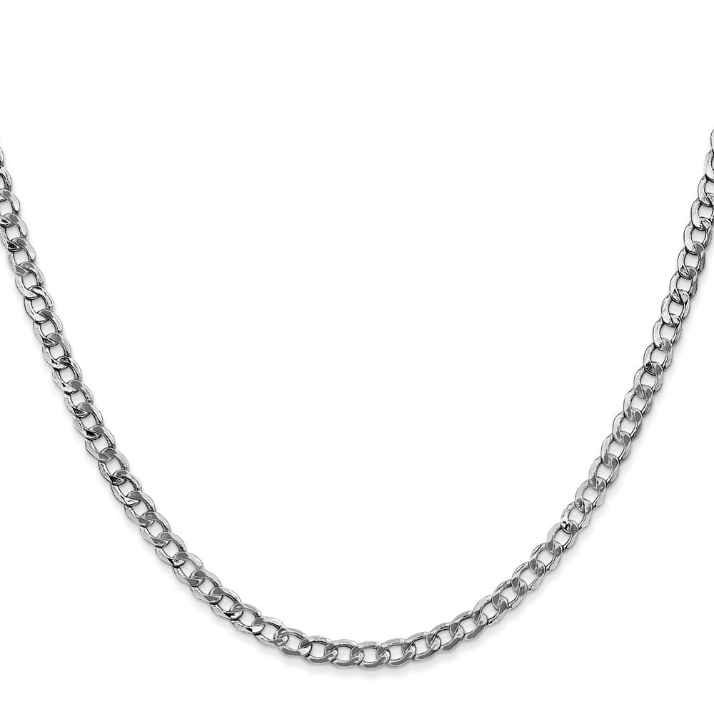 14K White Gold Semi-Solid Curb with Lobster Clasp Chain