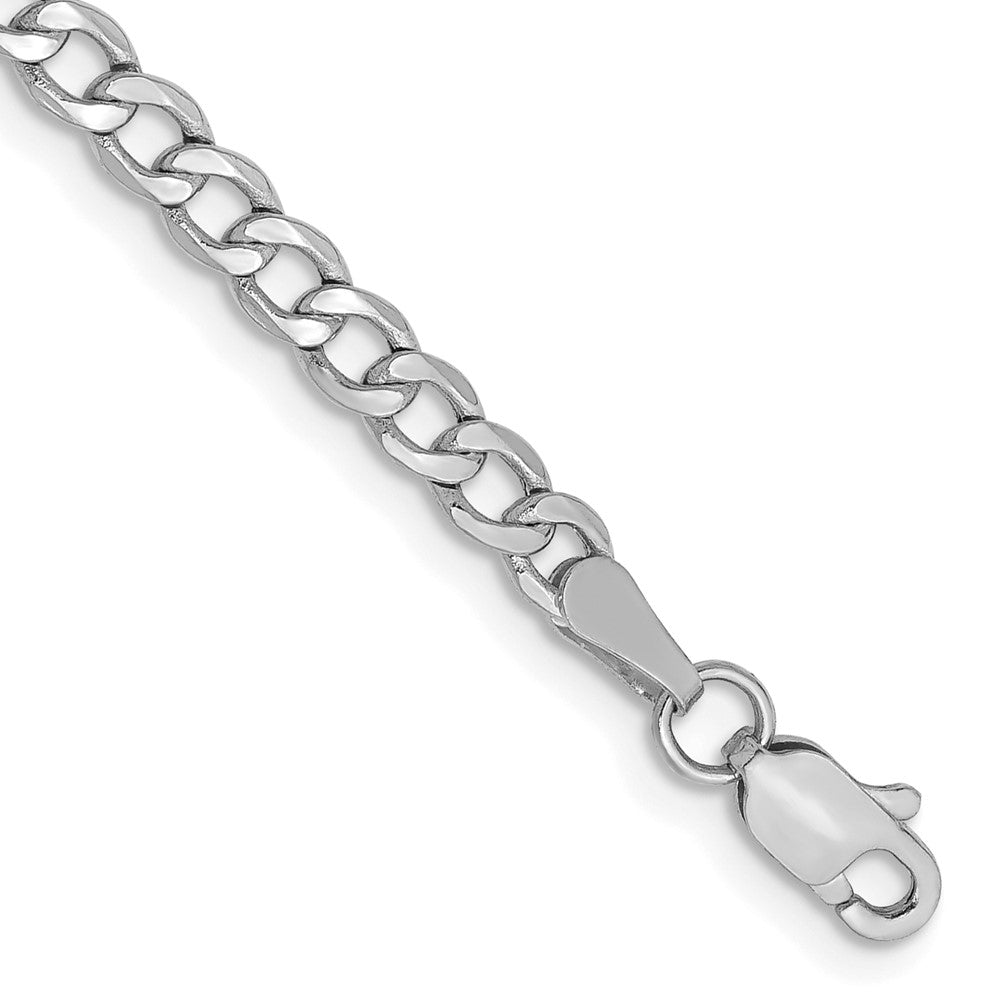 14K White Gold 8 inch 3.35mm Semi-Solid Curb with Lobster Clasp Bracelet