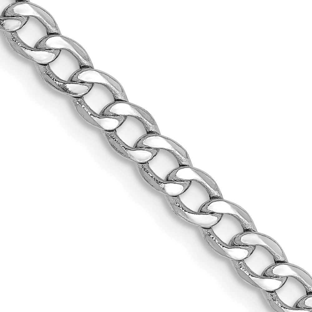 14K White Gold Semi-Solid Curb with Lobster Clasp Chain