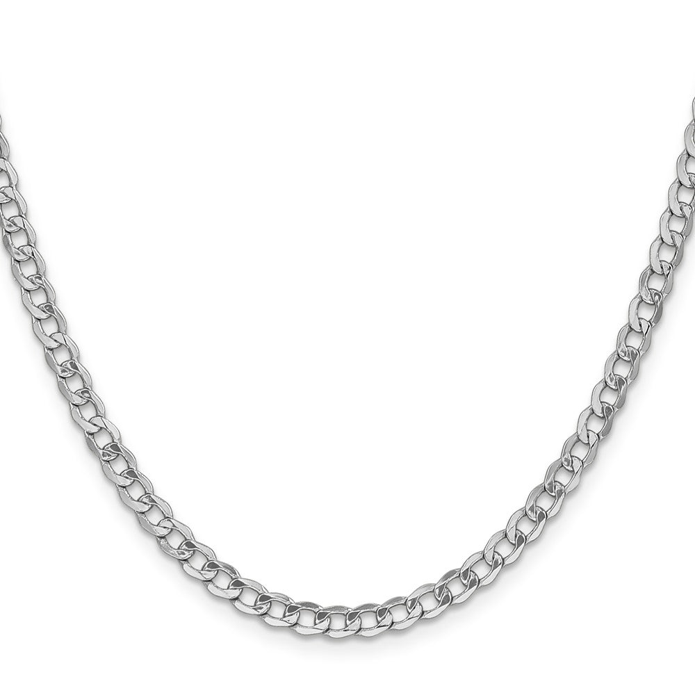 14K White Gold Semi-Solid Curb with Lobster Clasp Chain