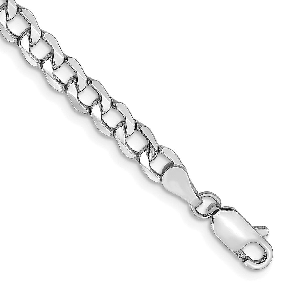 14K White Gold Semi-Solid Curb with Lobster Clasp Bracelet