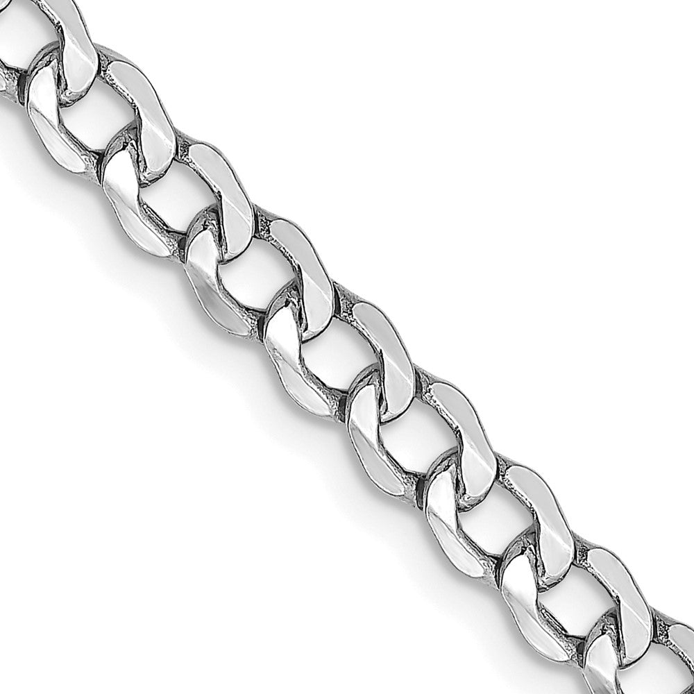 14K White Gold Semi-Solid Curb with Lobster Clasp Chain