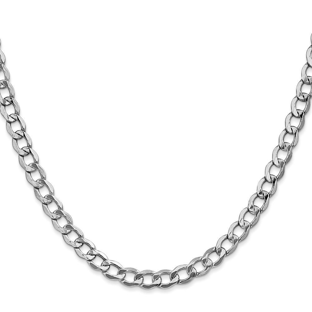 14K White Gold Semi-Solid Curb with Lobster Clasp Chain