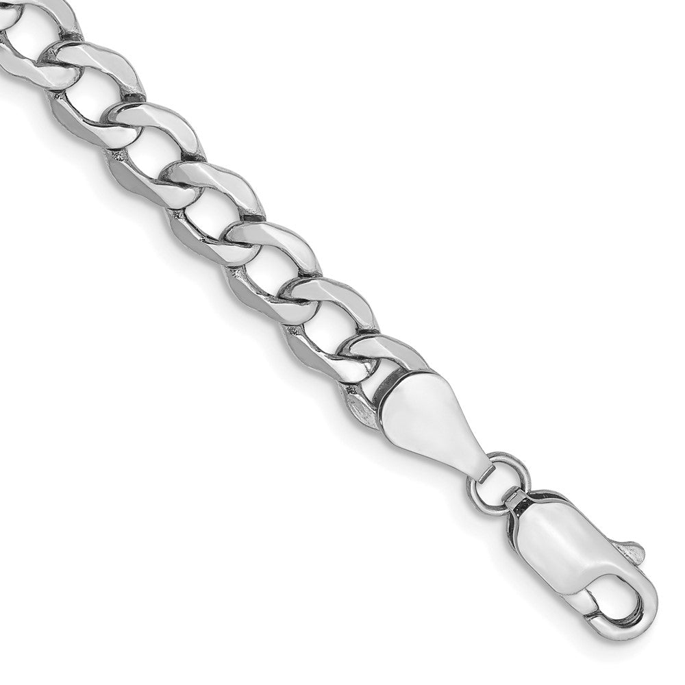 14K White Gold Semi-Solid Curb with Lobster Clasp Bracelet