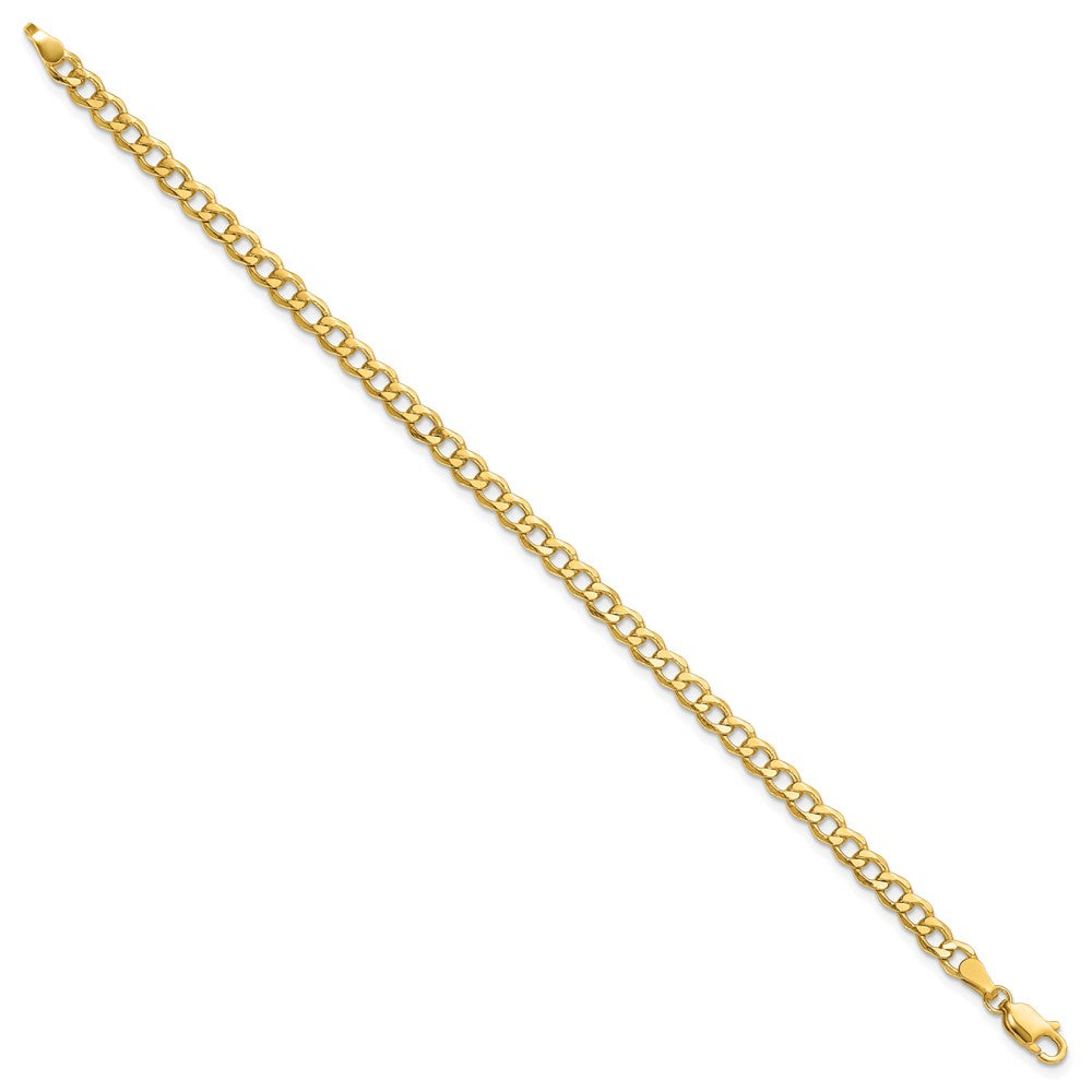 14K Semi-Solid Curb with Lobster Clasp Bracelet