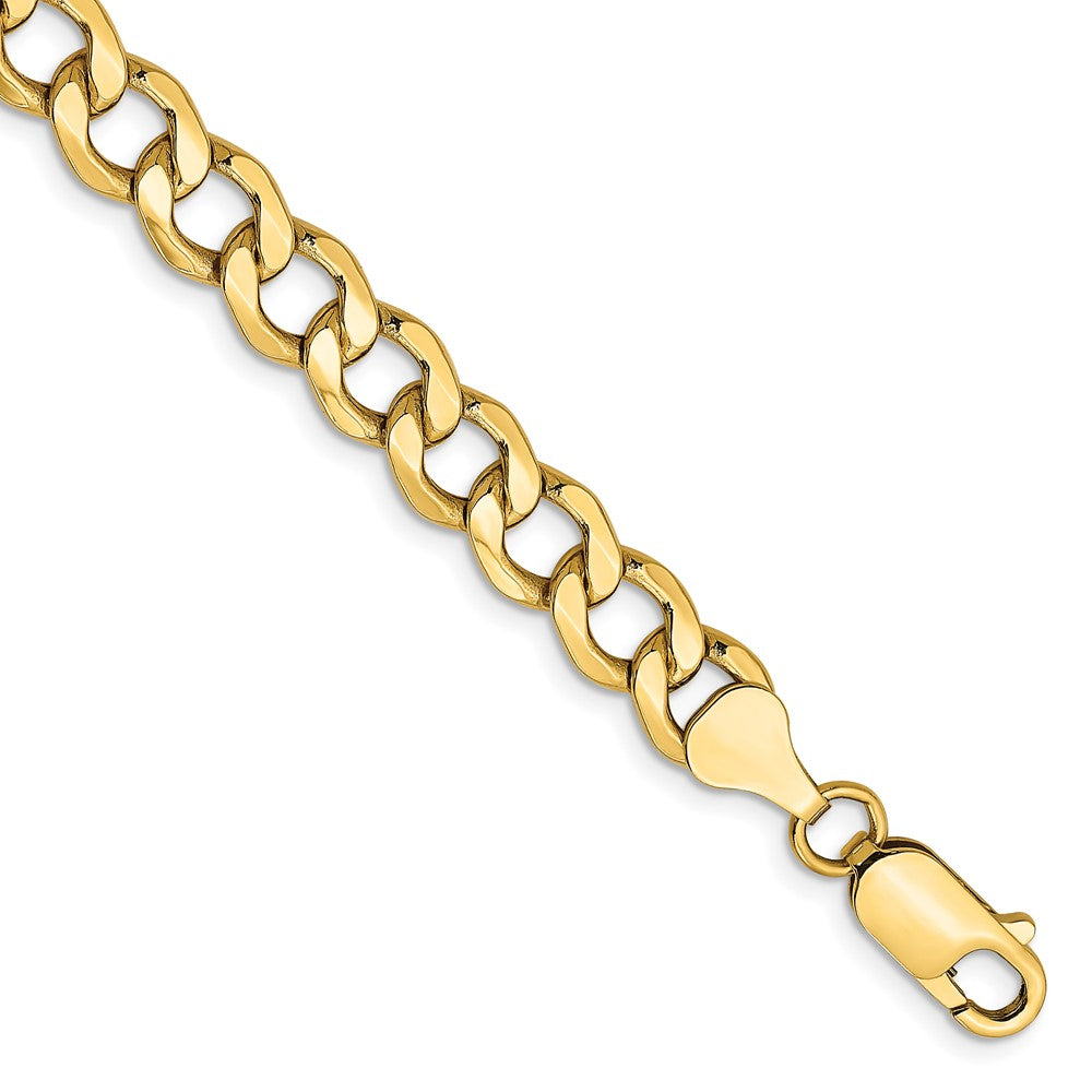 14K Semi-Solid Curb with Lobster Clasp Bracelet