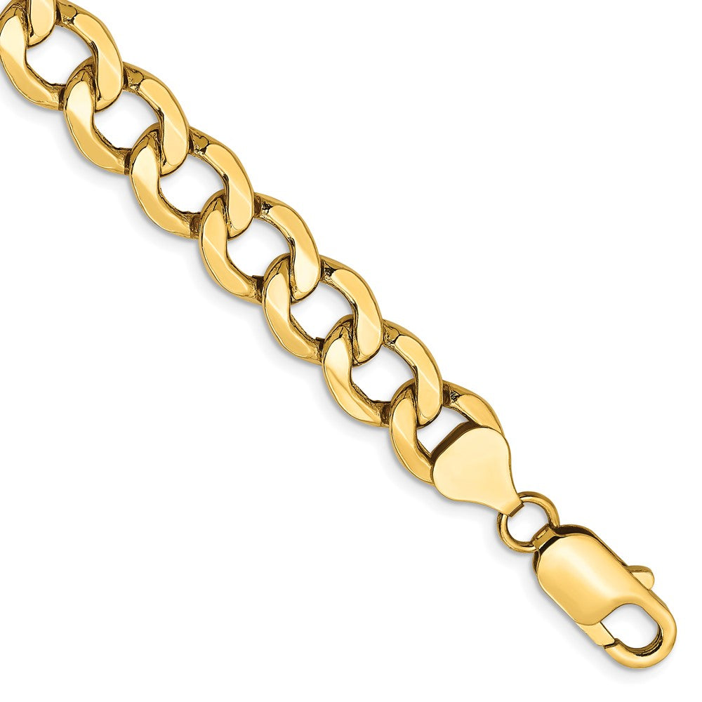 14K 7 inch 9mm Semi-Solid Curb with Lobster Clasp Bracelet