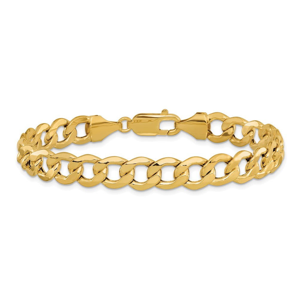 14K Semi-Solid Curb with Lobster Clasp Bracelet