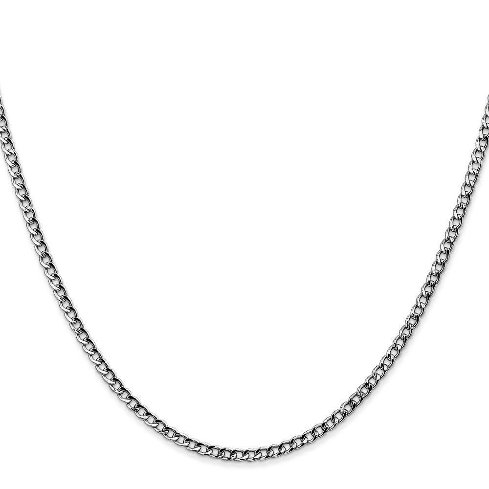 14K White Gold Semi-Solid Curb with Lobster Clasp Chain