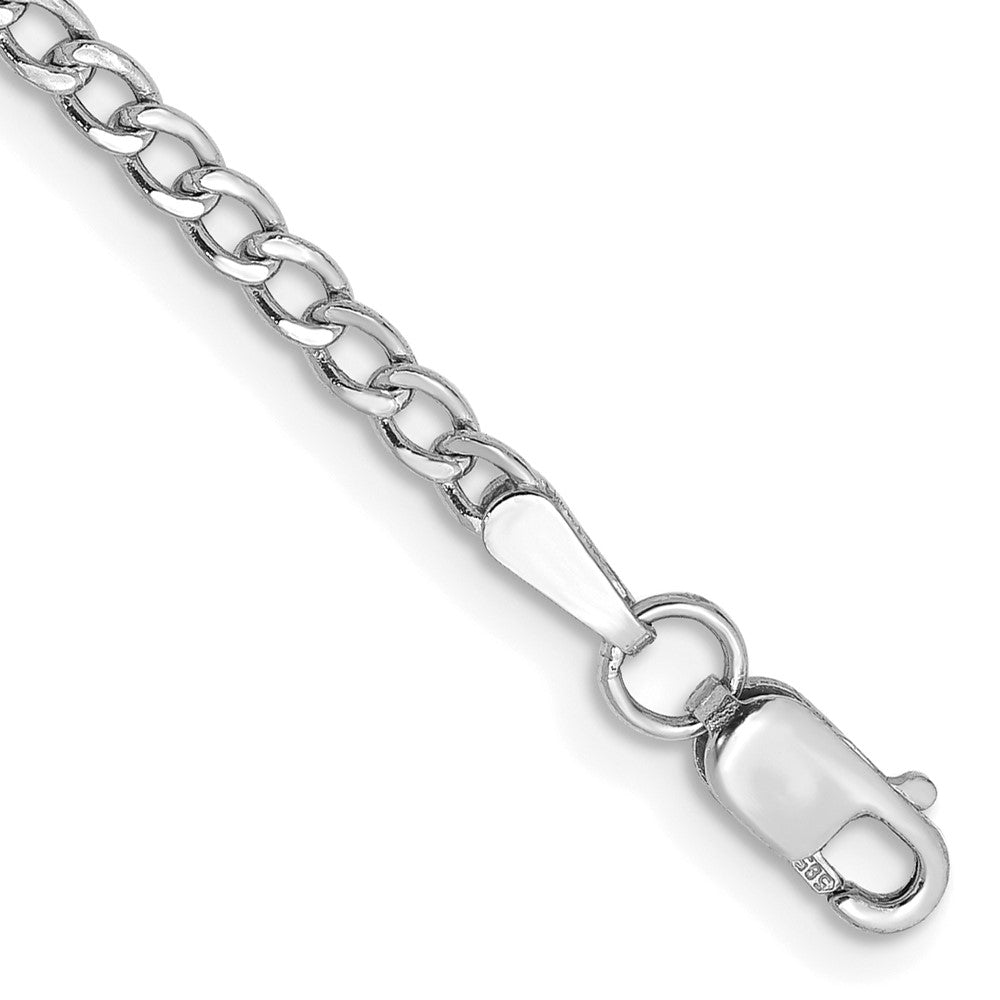 14K White Gold Semi-Solid Curb with Lobster Clasp Bracelet