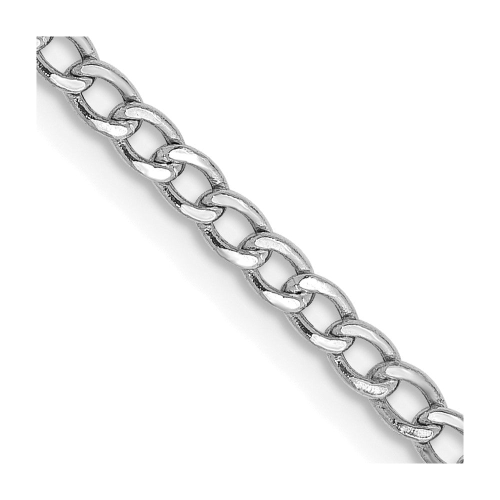 14K White Gold Semi-Solid Curb with Lobster Clasp Chain