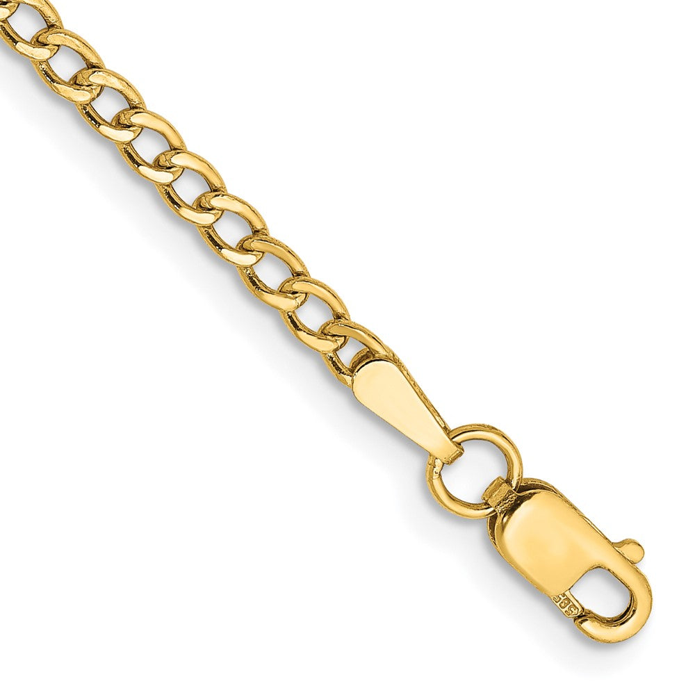 14K 7 inch 2.5mm Semi-Solid Curb with Lobster Clasp Bracelet