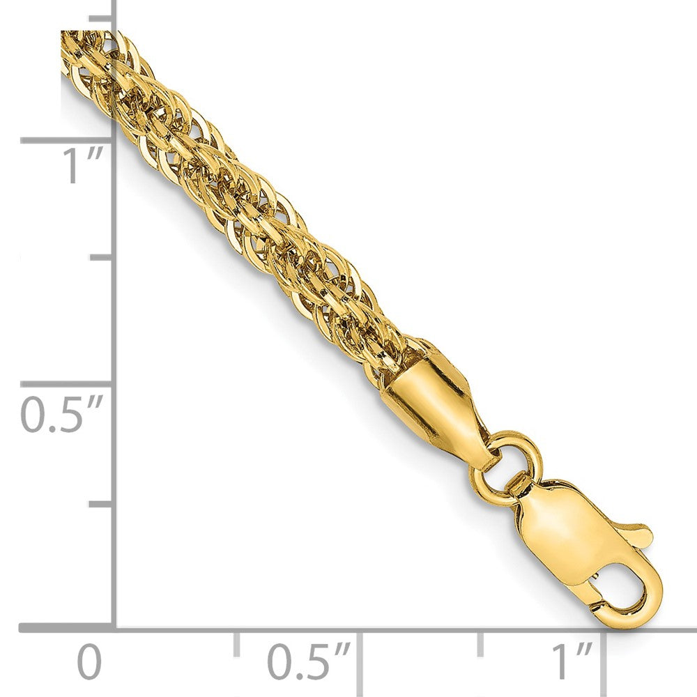 14K 7 inch 3.3mm Diamond-cut Semi Solid with Lobster Clasp Chain