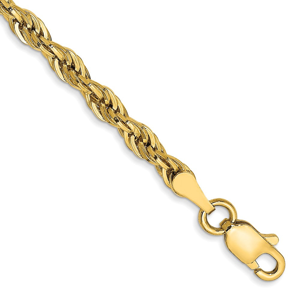 14K 7 inch 3mm Semi Solid Rope with Lobster Clasp Chain