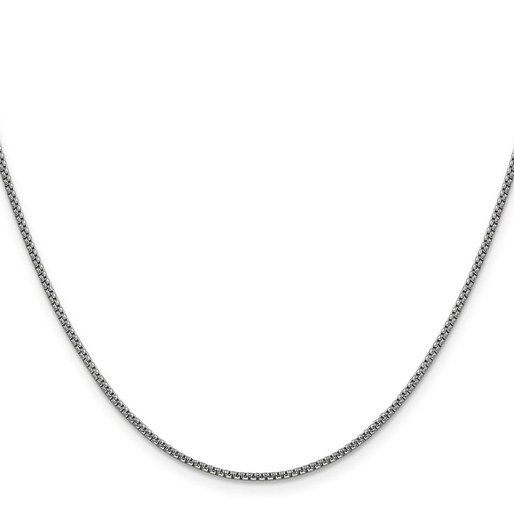 14K White Gold Semi-Solid Round Box with Lobster Clasp Chain