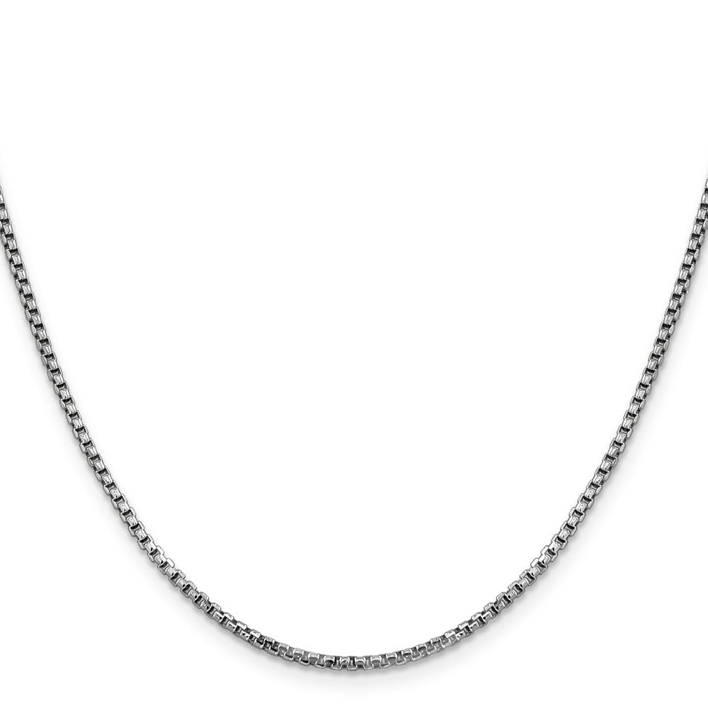 14K White Gold Semi-Solid Round Box with Lobster Clasp Chain