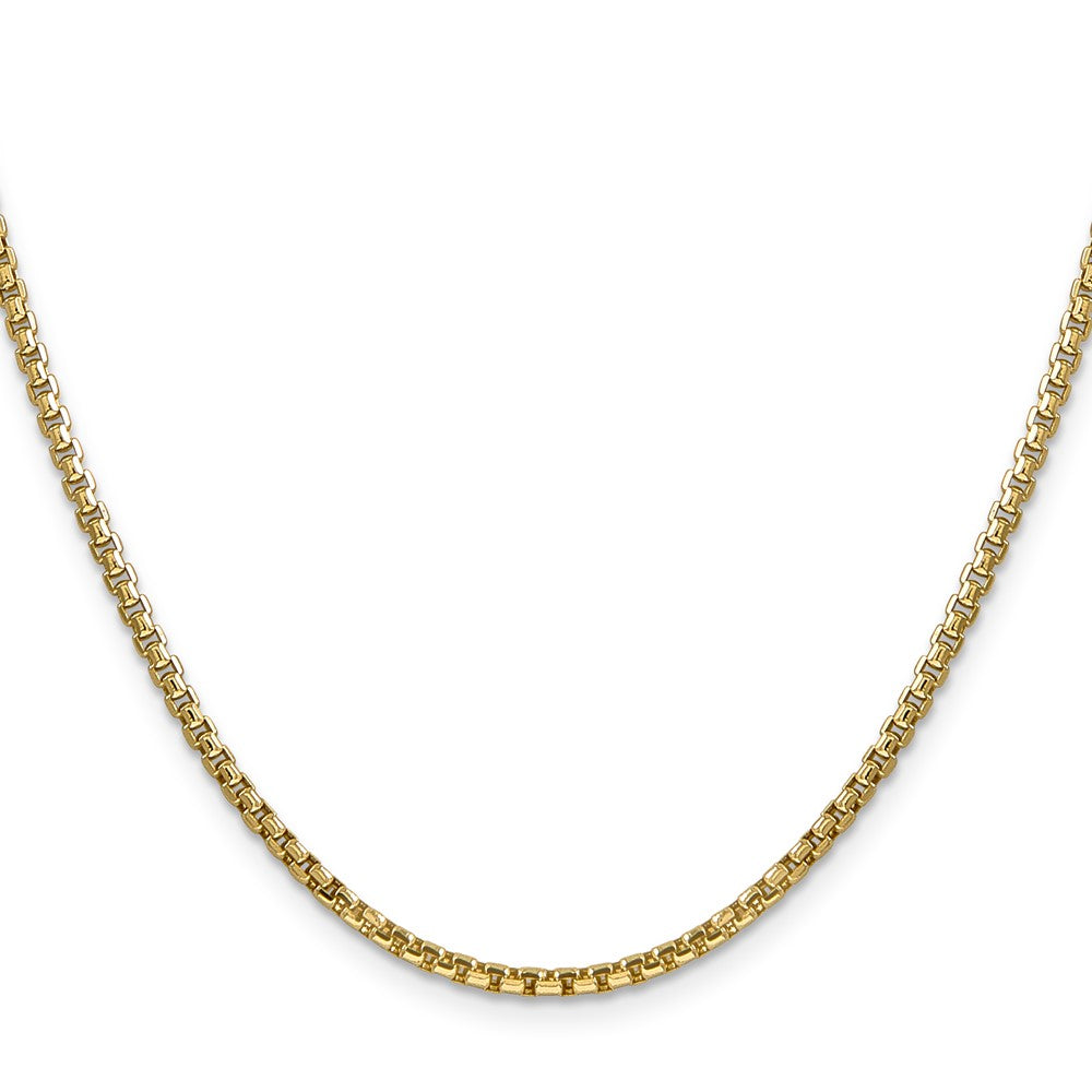 14K Semi-Solid Round Box with Lobster Clasp Chain