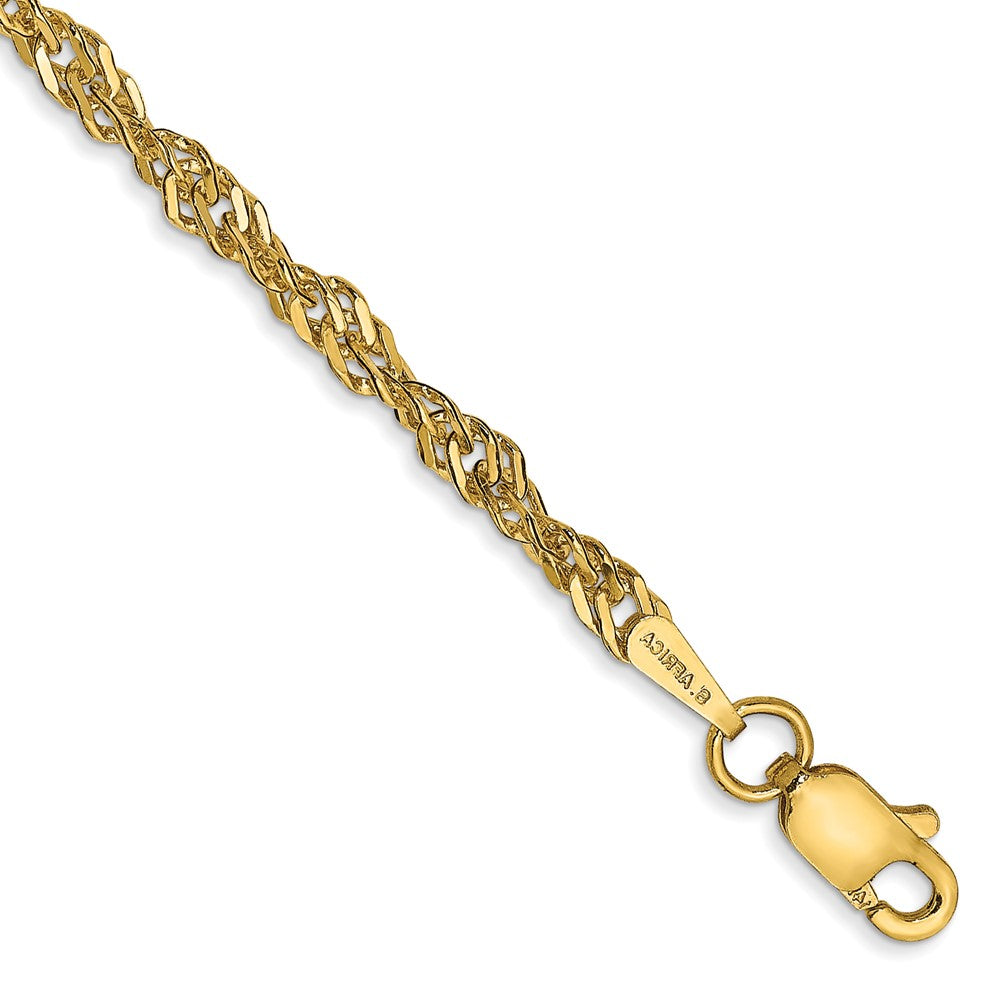 14K Lightweight Singapore with Lobster Clasp Anklet