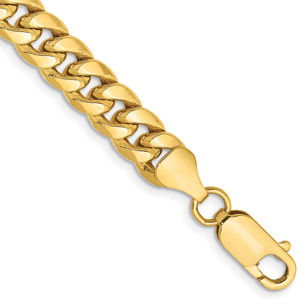 14K 7 inch 6.75mm Semi-Solid Miami Cuban with Lobster Clasp Bracelet