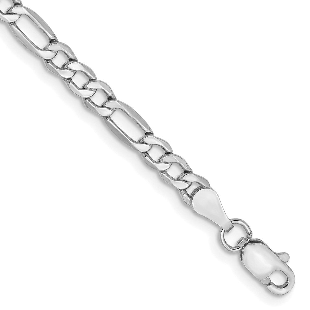 14K White Gold Semi-Solid Figaro with Lobster Clasp Bracelet