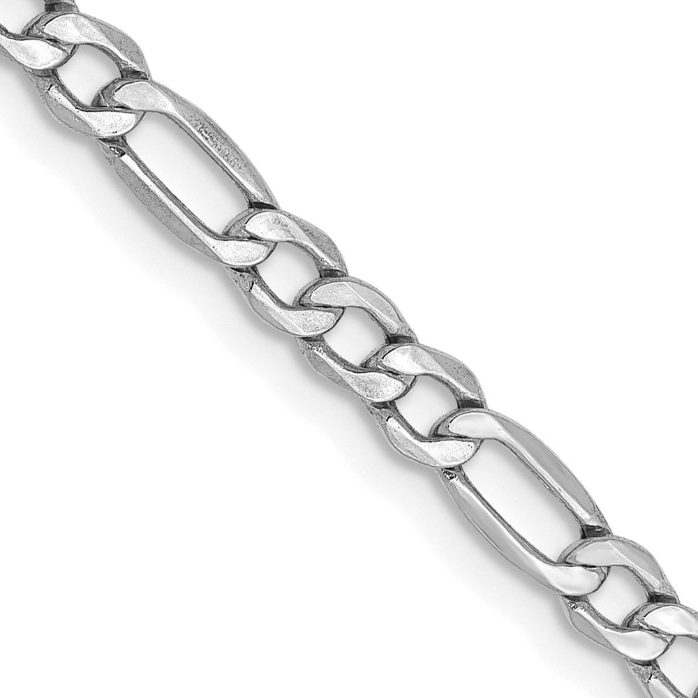 14K White Gold Semi-Solid Figaro with Lobster Clasp Chain