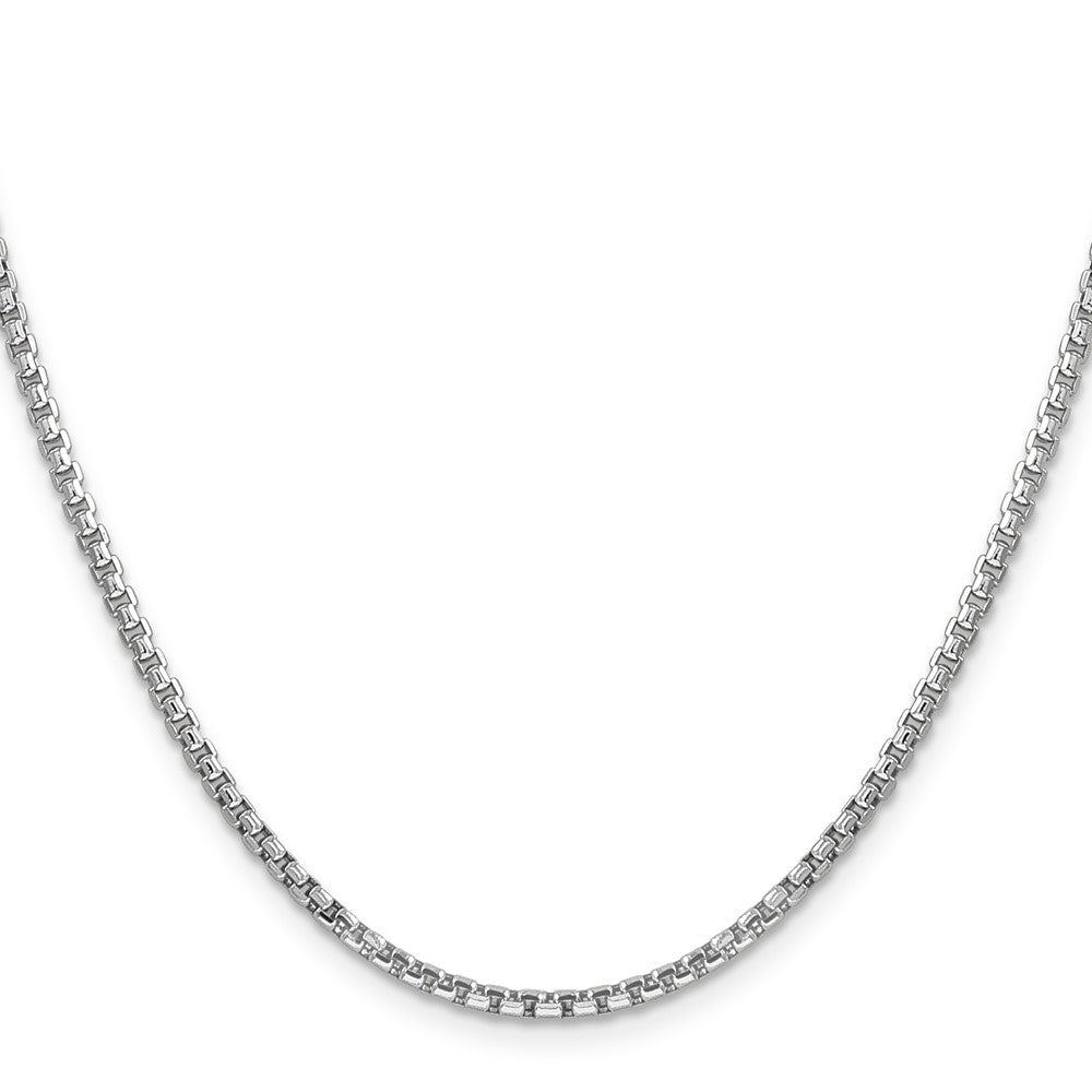 14K White Gold Semi-Solid Round Box with Lobster Clasp Chain