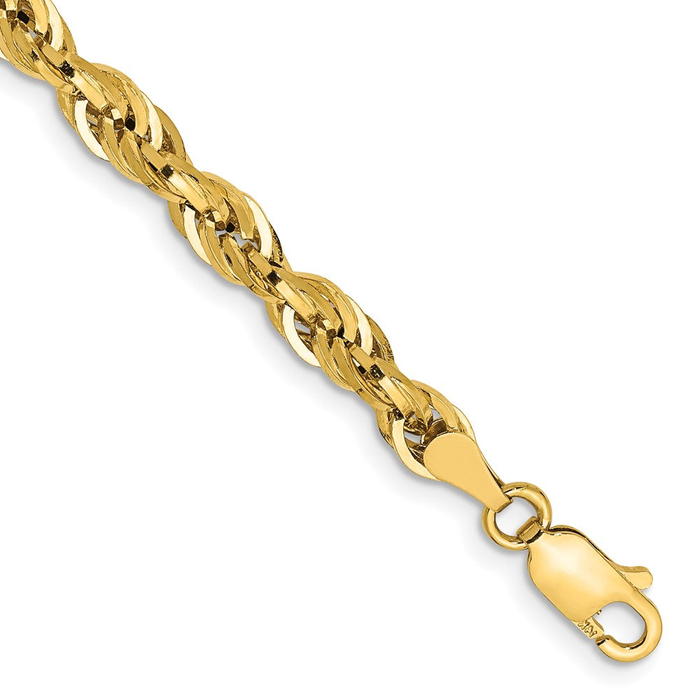 14K 7 inch 4.25mm Semi Solid Rope with Lobster Clasp Chain