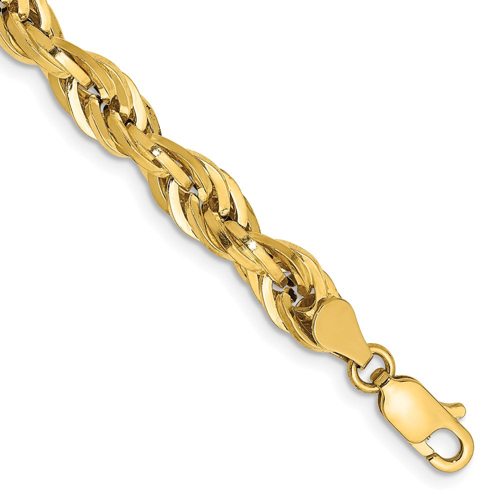 14K 8 inch 5.4mm Semi Solid Rope with Lobster Clasp Chain