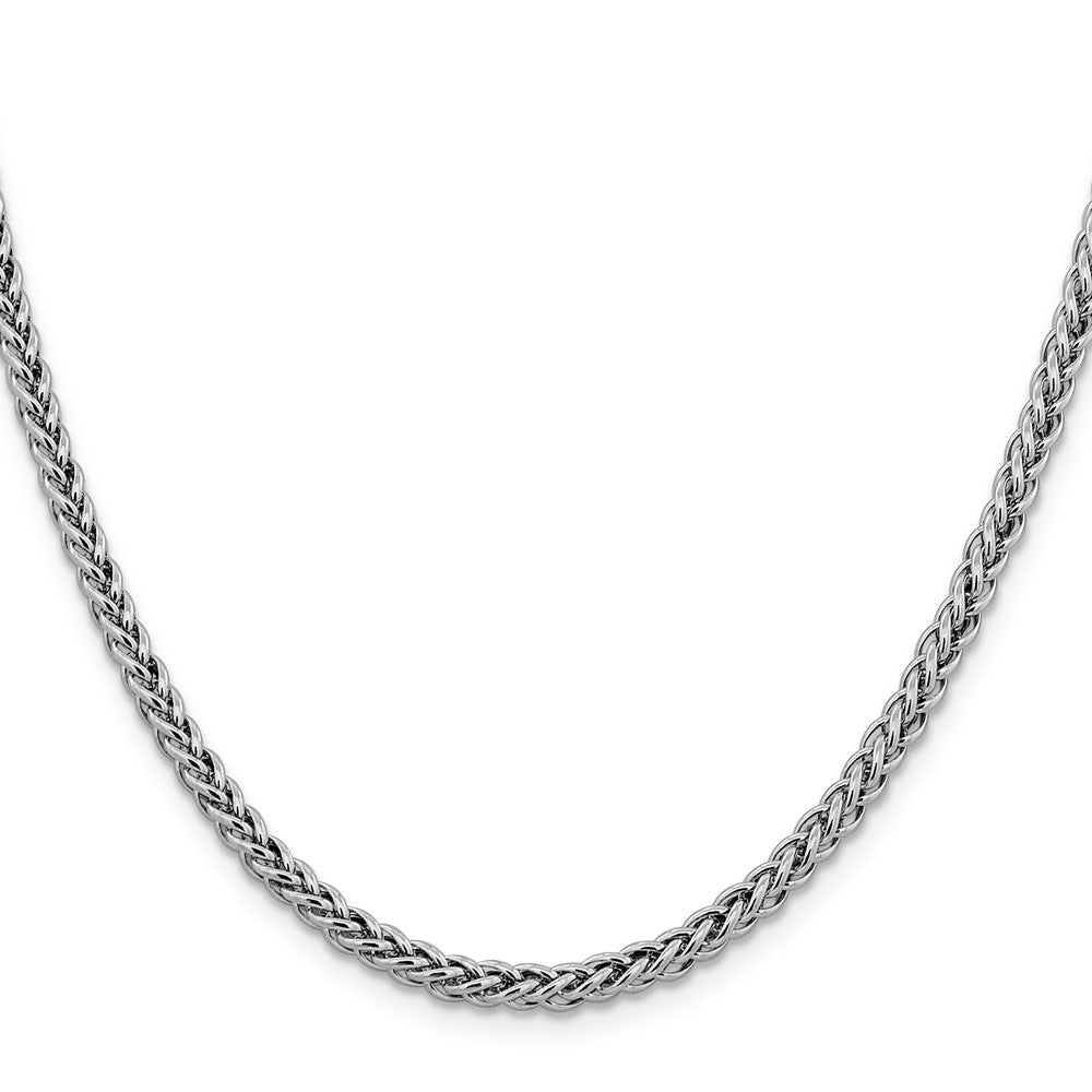 14K White Gold Semi-Solid 3-Wire Wheat with Lobster Clasp Chain